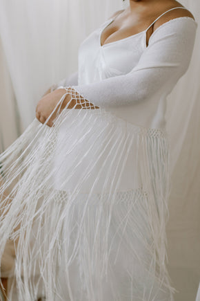 Fringe Cashmere Wedding Shawl Wrap - movement view 2