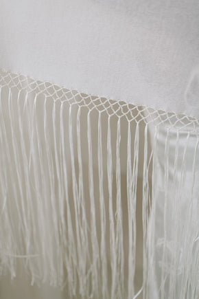 Fringe Cashmere Wedding Shawl Wrap - Hand Crochet Fringe Detail