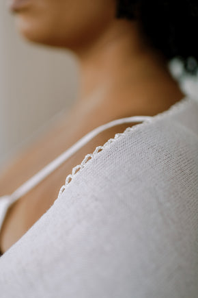 Fringe Cashmere Wedding Shawl Wrap - Detail of hand crochet scalloping