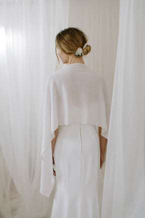 Wedding shawl made from sustainable 100% Cashmere, back  view