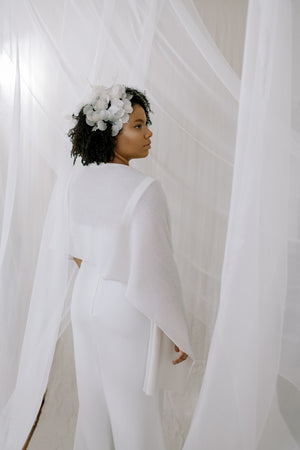Wedding shawl made from sustainable 100% Cashmere, back view