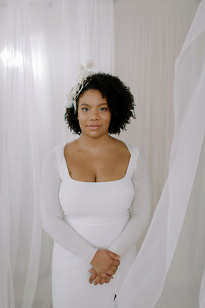 Sustainable Cashmere Wedding Shrug. front View