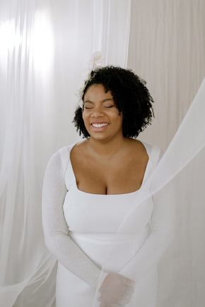 Sustainable Cashmere Wedding Shrug. Front View