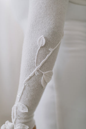 Ether Andrews Crystal Rose Wedding Shrug, hand crochet rose leaf sleeve detail
